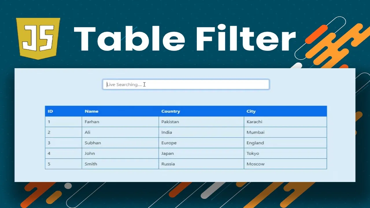 Search/Filter Table Data with Javascript  2022
